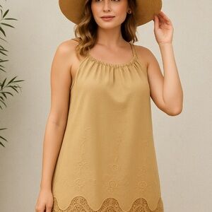 Massimo Dutti Tan Midi Dress